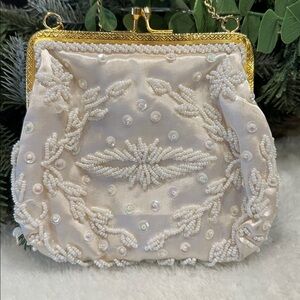 Satin with beads handbag